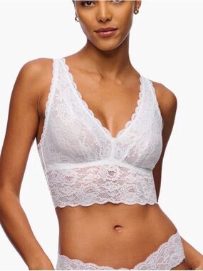 Cosabella Never Say Never White Lace Longline Plungie Bralette